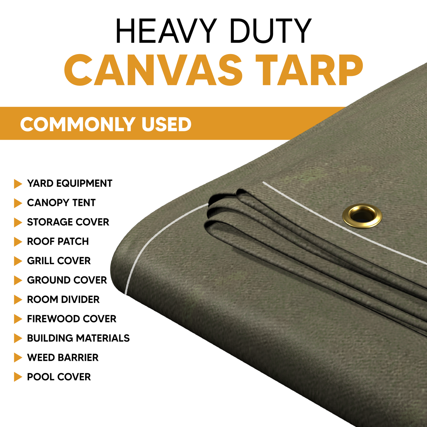 Olive Drab Canvas Tarp 12' x 20'