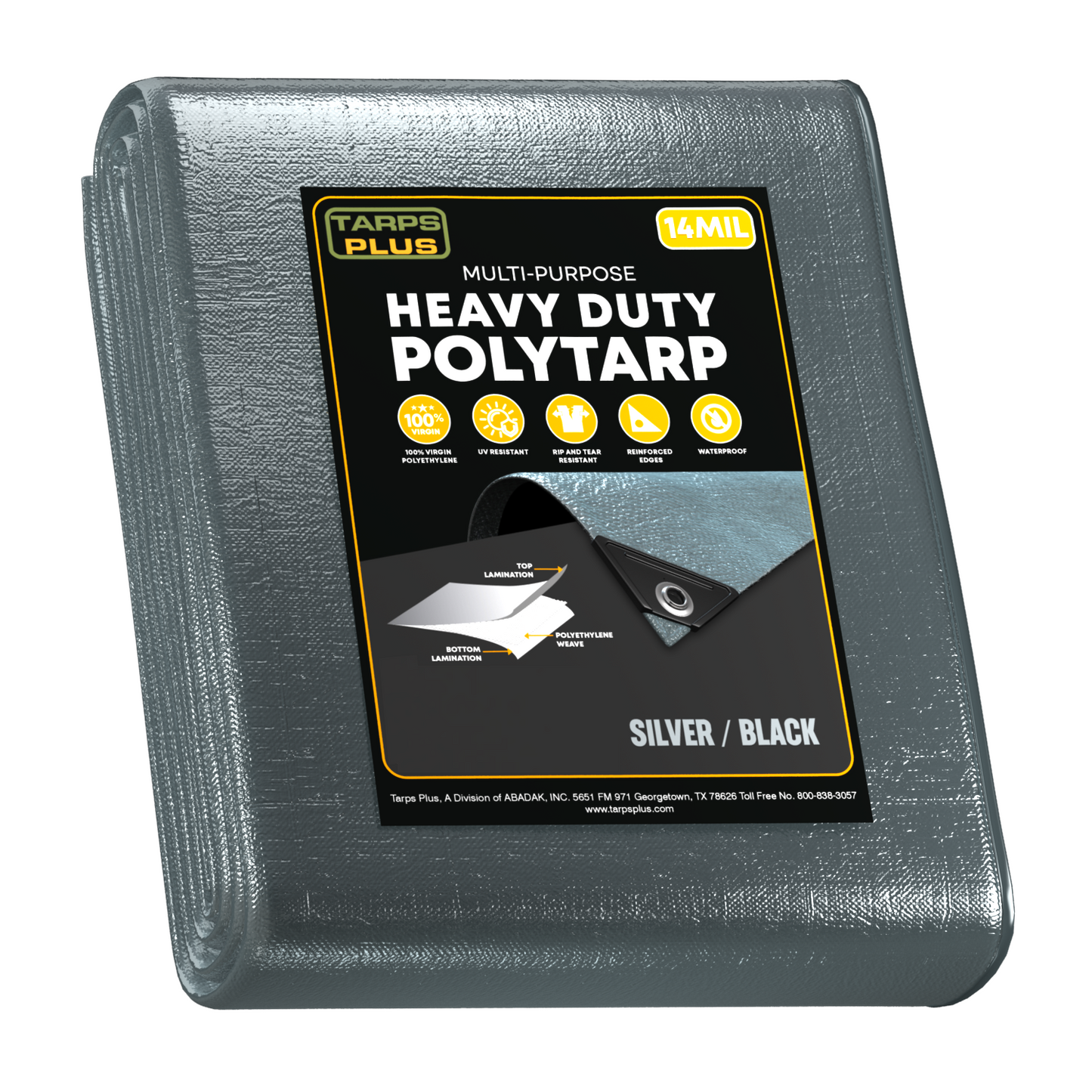 Silver/Black Poly Tarp 30' x 30'