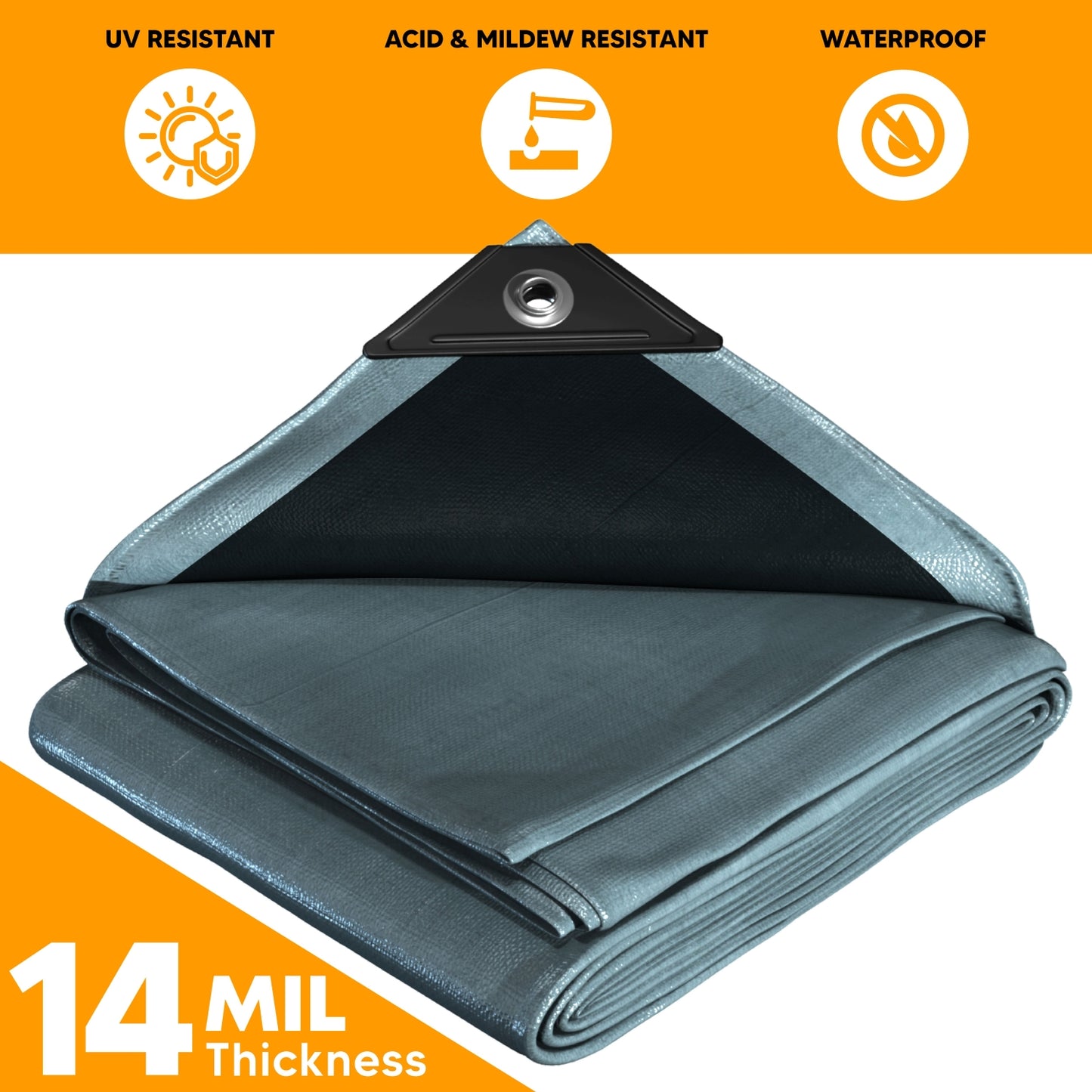 Silver/Black Poly Tarp 50' x 50'