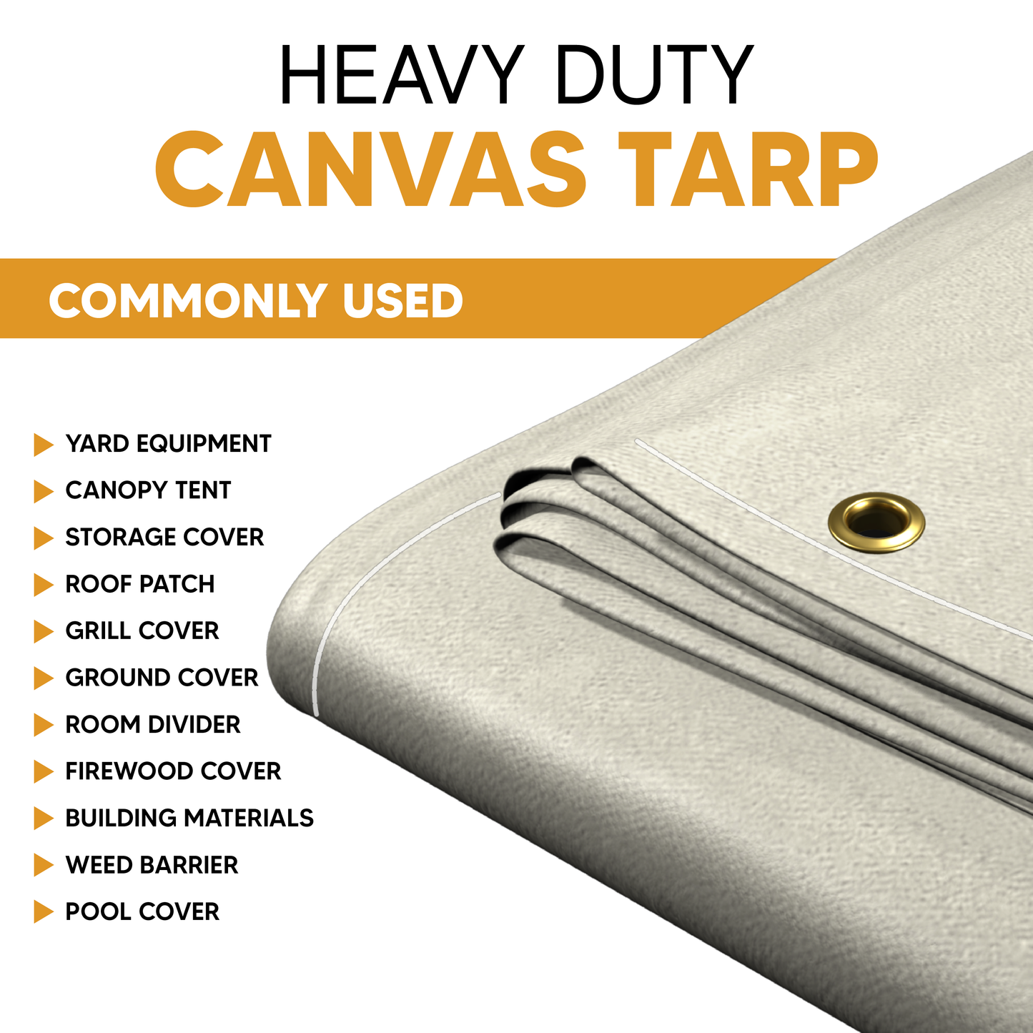 White Canvas Tarp 8' x 10' (Blowout Sale)