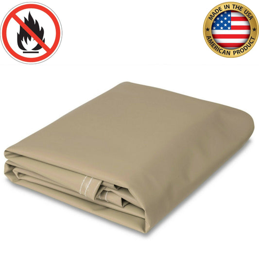 18 oz. Flame Retardant Vinyl Tarp - Tan - 16' x 20' - TarpsPlus